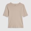 Beige kortärmad figursydd topp