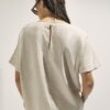Beige kortärmad T-shirt i linneblandning
