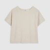 Beige kortärmad T-shirt i linneblandning