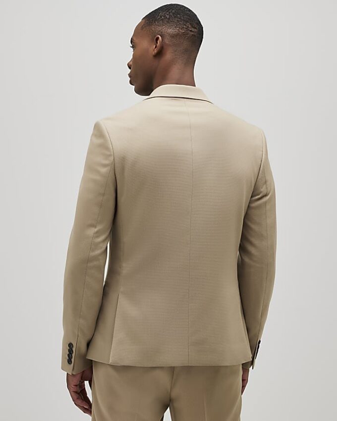 Beige kostymjacka med smal passform och struktur
