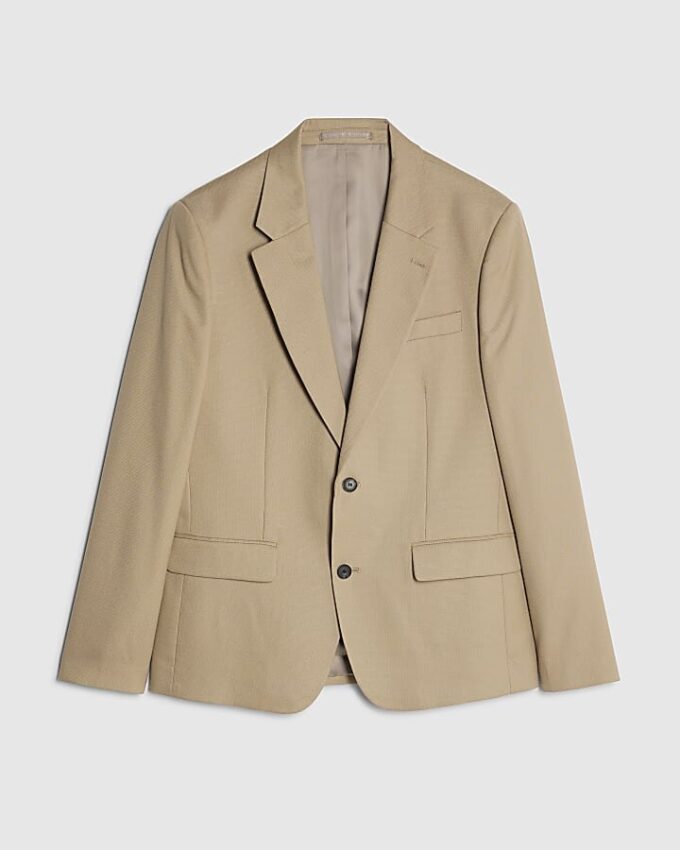 Beige kostymjacka med smal passform och struktur
