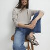 Beige långärmad mysig tröja med resårkant