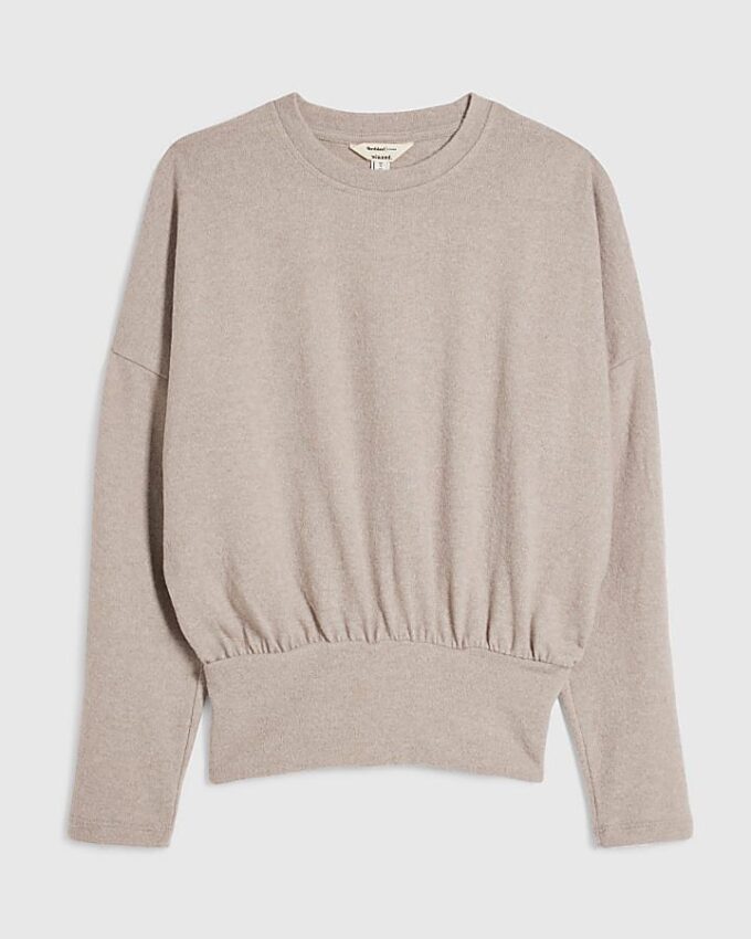Beige långärmad mysig tröja med resårkant