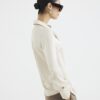 Beige långärmad slim fit-skjorta i satin
