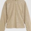 Beige långärmad topp i imiterat läder med batwing-ärmar
