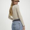 Beige långärmad topp med skulpterad kant