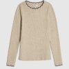 Beige långärmad topp med skulpterad kant