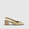 Beige loafers med spänne och slingback-klack