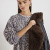 Beige miniklänning i sweatshirt med leopardmönster