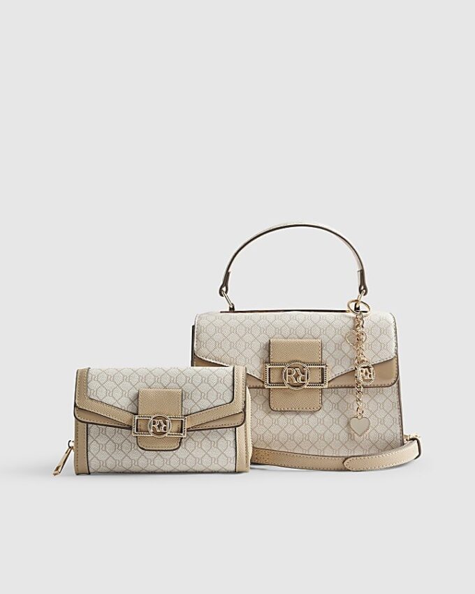 Beige miniväska med monogram