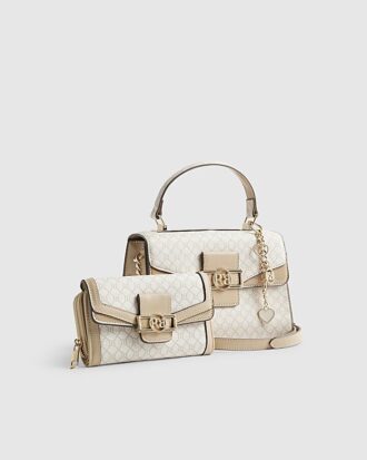 Beige miniväska med monogram