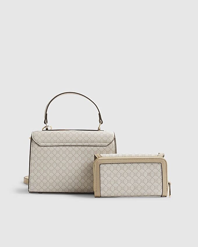 Beige miniväska med monogram