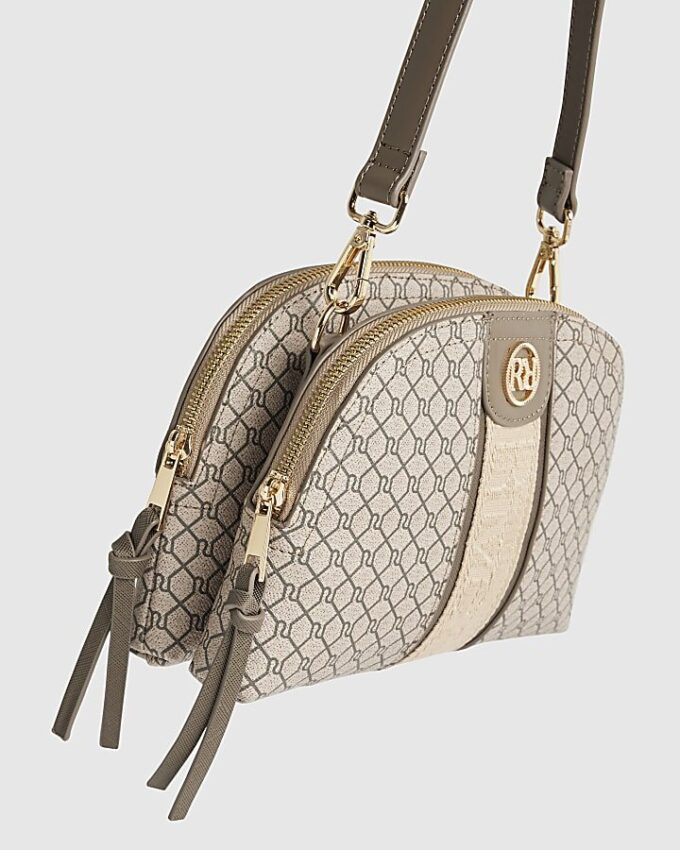 Beige monogram crossbody-väska