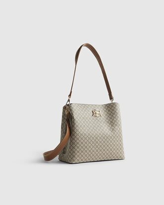 Beige monogram-hinkväska i paket