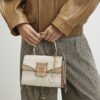 Beige monogrampanel mini-toteväska