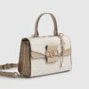Beige monogrampanel mini-toteväska