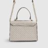 Beige monogrampanel mini-toteväska