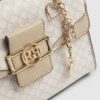 Beige monogrampanel mini-toteväska