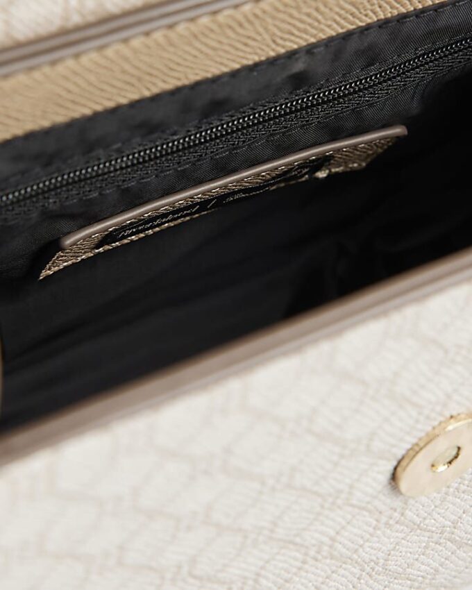 Beige monogrampanel mini-toteväska