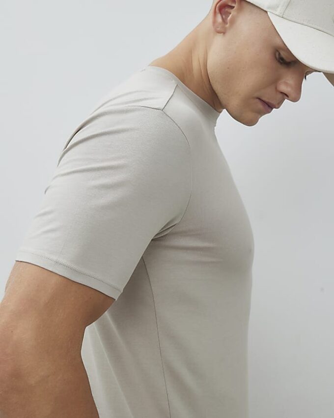 Beige Muscle Fit T-shirt Beige Muscle Fit T-shirt