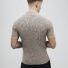 Beige muskelpassad ribbad polotröja
