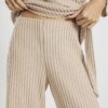 Beige Mysiga ribbade byxor med vida ben