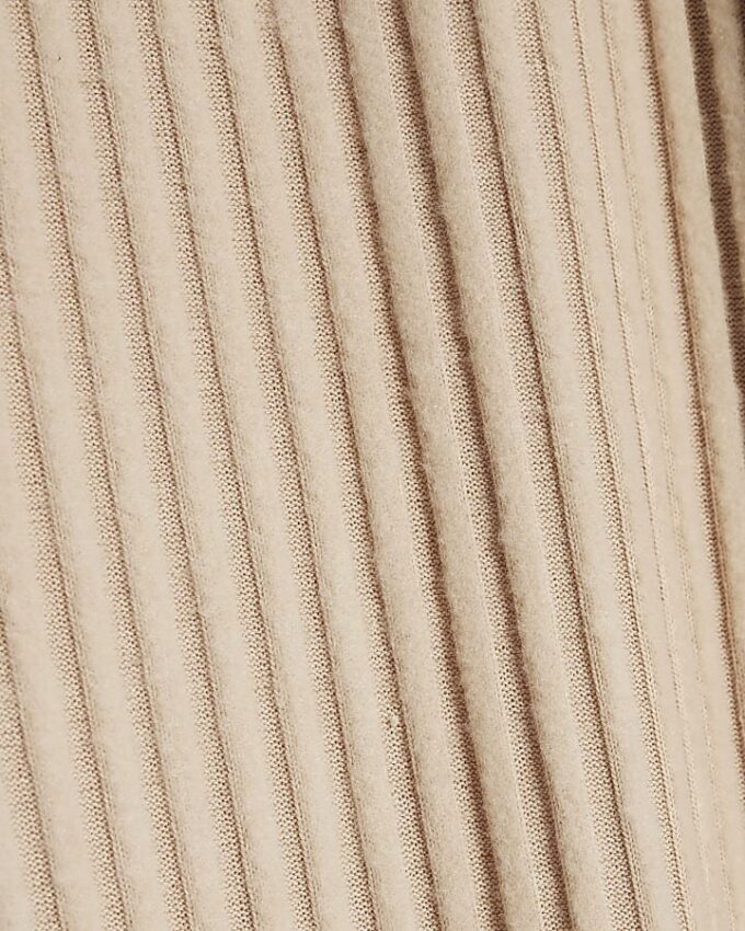 Beige Mysiga ribbade byxor med vida ben