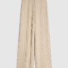 Beige Mysiga ribbade byxor med vida ben