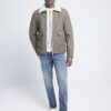 Beige nubuckjacka med normal passform