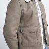 Beige nubuckjacka med normal passform