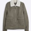 Beige nubuckjacka med normal passform