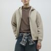 Beige oversized hoodie med dragkedja
