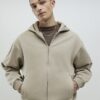 Beige oversized hoodie med dragkedja