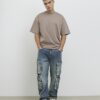 Beige oversized-passformad T-shirt