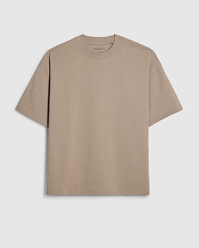 Beige oversized-passformad T-shirt