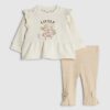 Beige peplum-tröja med björnmotiv för babyflickor