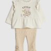 Beige peplum-tröja med björnmotiv för babyflickor