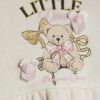Beige peplum-tröja med björnmotiv för babyflickor