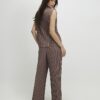 Beige plisserade byxor med vida ben
