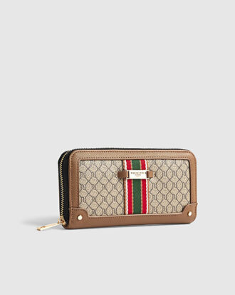 Beige plånbok med monogram och dragkedja fram