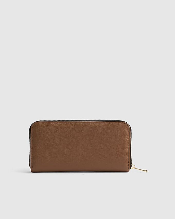 Beige plånbok med monogram och dragkedja fram