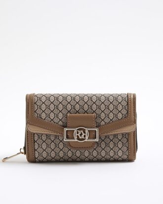 Beige plånbok med monogram och paneler