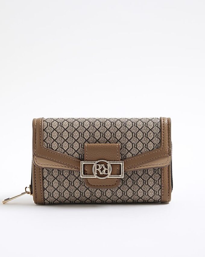 Beige plånbok med monogram och paneler