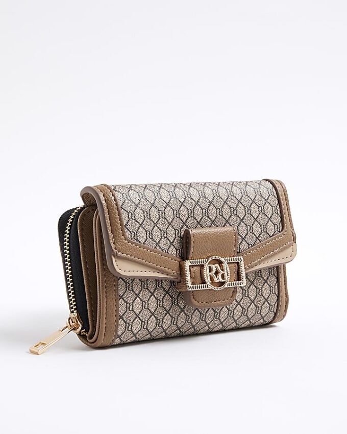 Beige plånbok med monogram och paneler