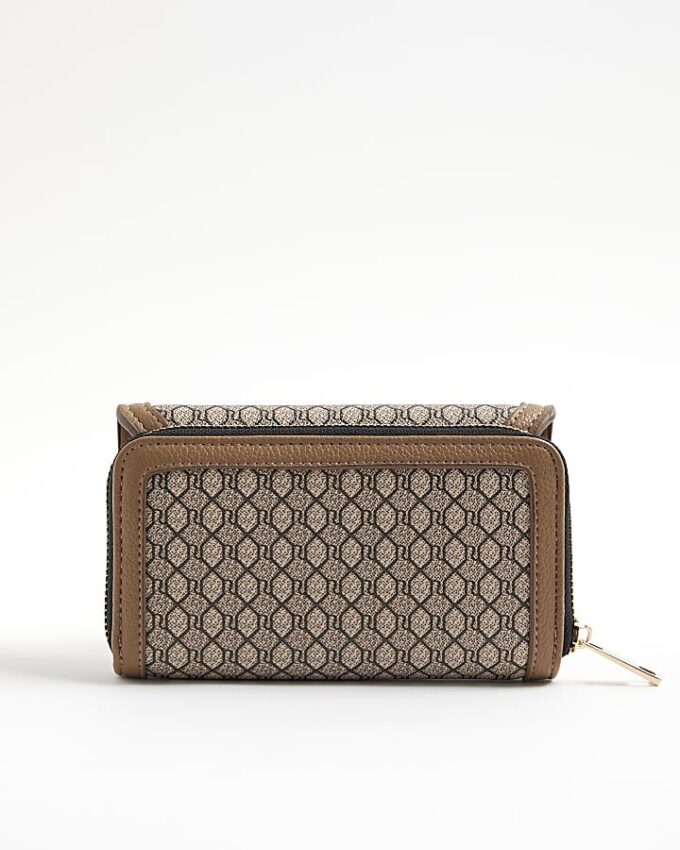 Beige plånbok med monogram och paneler