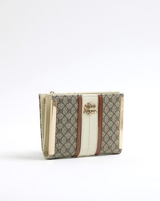 Beige plånbok med paneler och monogram