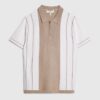 Beige polo med färgblockerade ränder