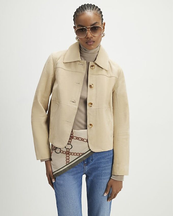 Beige premiumjacka i mocka