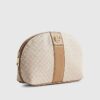 Beige randig sminkväska med monogram