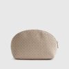 Beige randig sminkväska med monogram